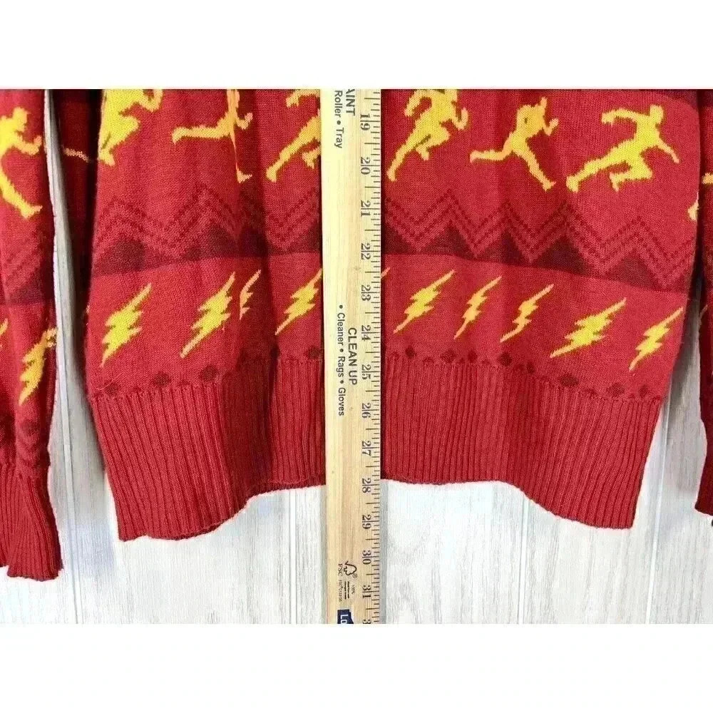 BoxLunch Mens Medium The Flash DC Comics Knit Sweater Ugly Christmas Fair Isle - Picture 7 of 9